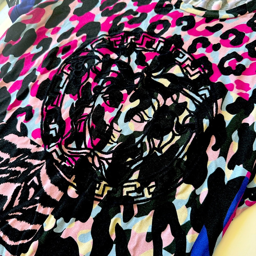 Authentic Versace Animal Print T Shirt 42 Medium Long Style Purch. in France